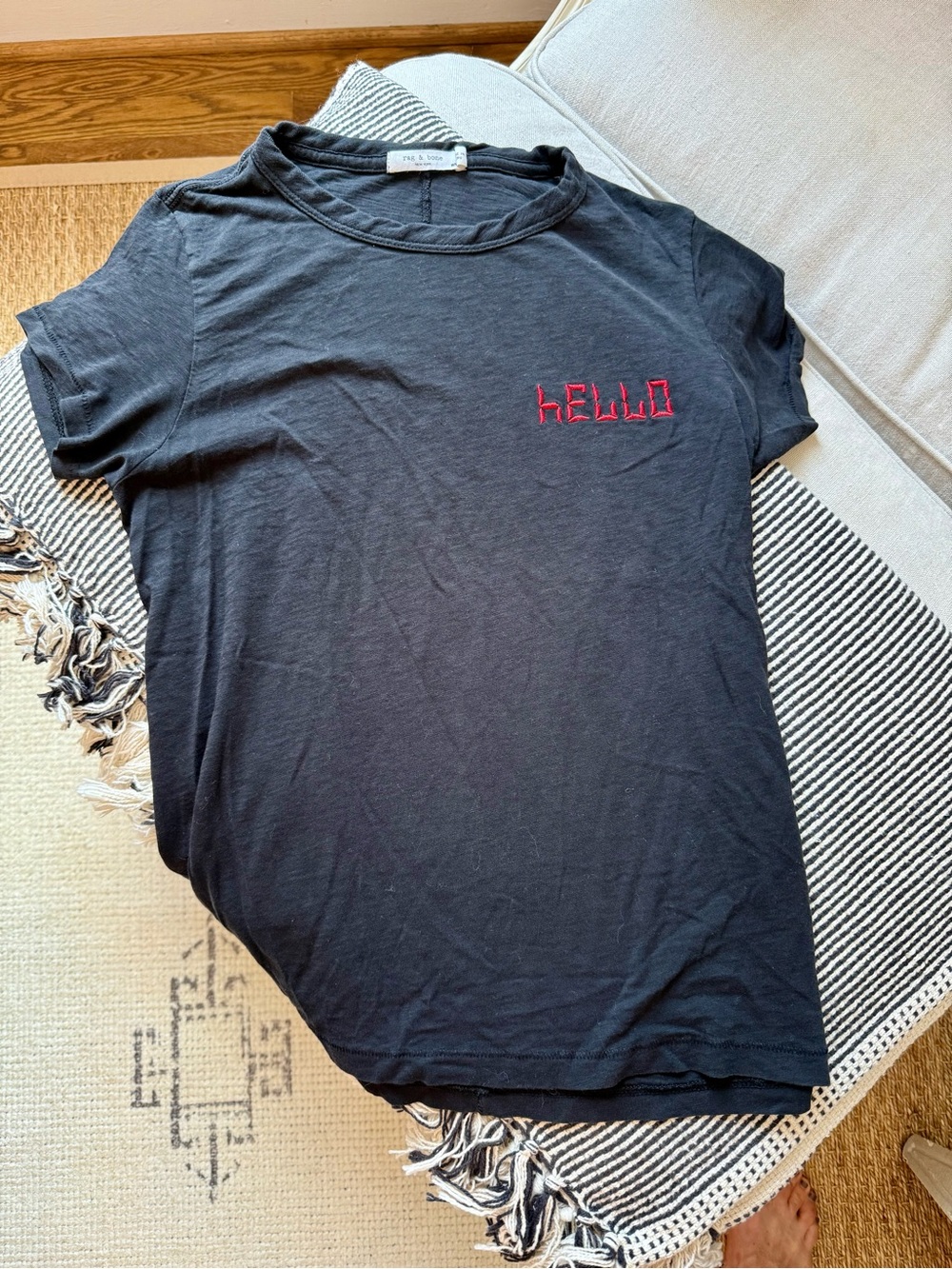 rag & bone Black Crewneck Tee with Subtle Label